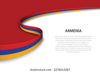 Wave flag of Armenia with copyspace background. Banner or ribbon vector template