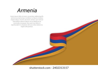 Wave flag of Armenia with copyspace background. Banner or ribbon vector template