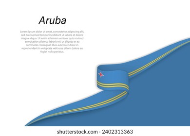 Wave flag of Aruba with copyspace background. Banner or ribbon vector template