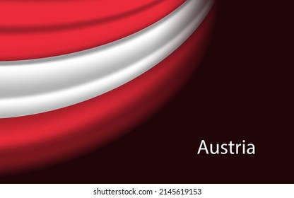Wave flag of Austria on dark background. Banner or ribbon vector template for independence day