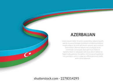 Wave flag of Azerbaijan with copyspace background. Banner or ribbon vector template