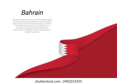 Bandera ondulada de Bahréin con fondo de copyspace. Plantilla vectorial de banderas o cintas