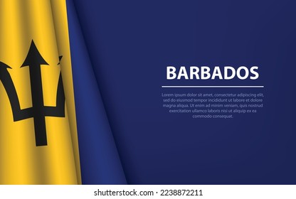 Bandera ondulada de Barbados con fondo de copyspace. Plantilla vectorial de banner o cinta para el día de la independencia