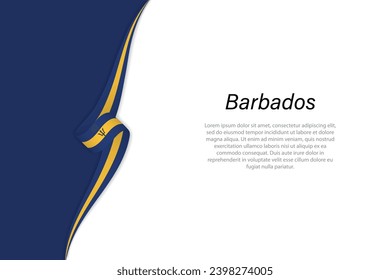 Wave flag of Barbados with copyspace background. Banner or ribbon vector template