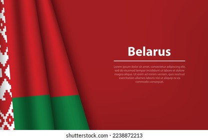 Wave flag of Belarus with copyspace background. Banner or ribbon vector template for independence day
