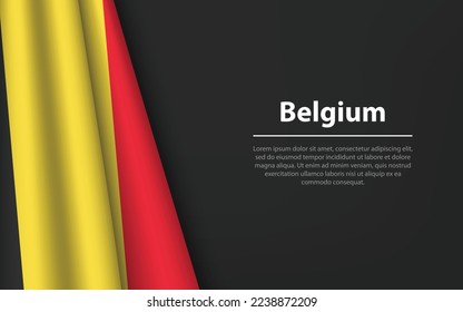 Wave flag of Belgium with copyspace background. Banner or ribbon vector template for independence day