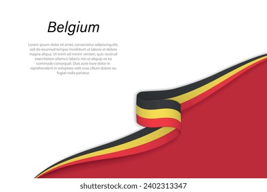 Wave Fahne von Belgien mit Kopienraum-Hintergrund. Banner- oder Bandvektorvorlage