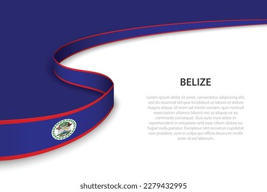 Wave flag of Belize with copyspace background. Banner or ribbon vector template