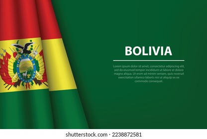 Wave flag of Bolivia with copyspace background. Banner or ribbon vector template for independence day