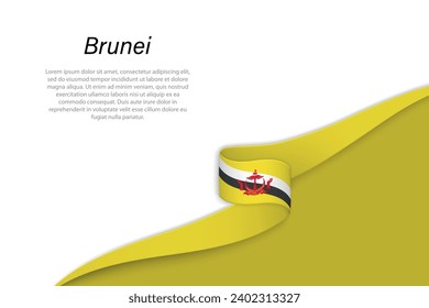 Wave flag of Brunei with copyspace background. Banner or ribbon vector template