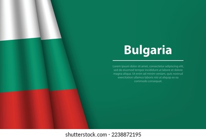 Wave flag of Bulgaria with copyspace background. Banner or ribbon vector template for independence day