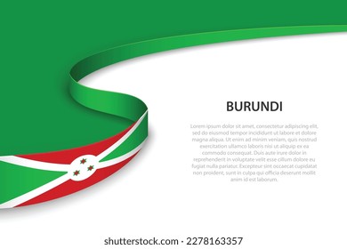 Wave flag of Burundi with copyspace background. Banner or ribbon vector template