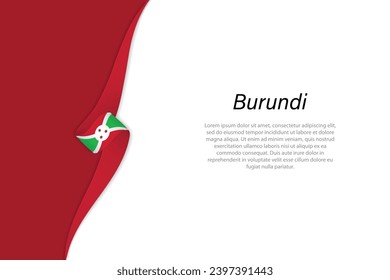 Wave flag of Burundi with copyspace background. Banner or ribbon vector template