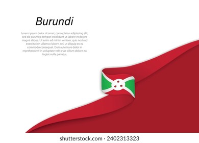 Wave flag of Burundi with copyspace background. Banner or ribbon vector template