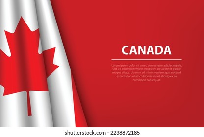 Wave flag of Canada with copyspace background. Banner or ribbon vector template for independence day