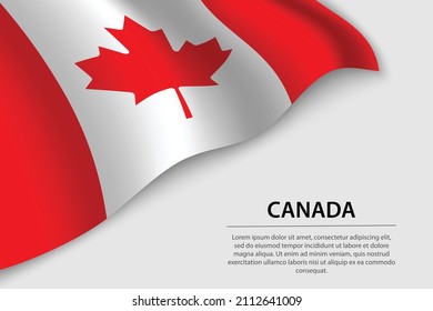 Wave flag of Canada on white background. Banner or ribbon vector template for independence day