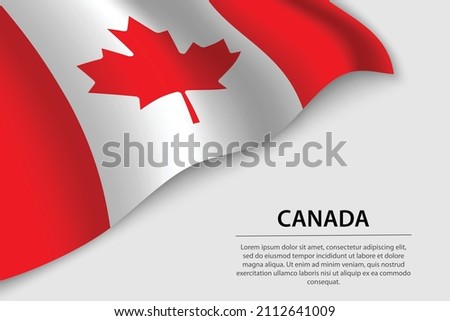 Wave flag of Canada on white background. Banner or ribbon vector template for independence day
