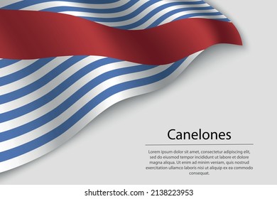 Wave flag of Canelones is a state of Uruguay. Banner or ribbon vector template