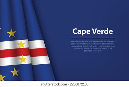 Wave flag of Cape Verde with copyspace background. Banner or ribbon vector template for independence day