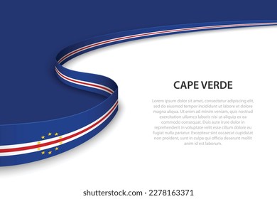 Wave flag of Cape Verde with copyspace background. Banner or ribbon vector template