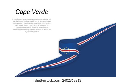 Wave flag of Cape Verde with copyspace background. Banner or ribbon vector template