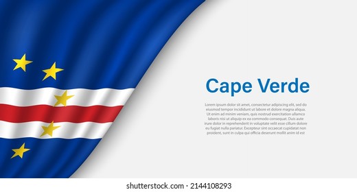 Wave flag of Cape Verde on white background. Banner or ribbon vector template for independence day