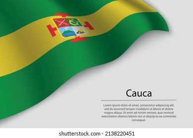 Wave flag of Cauca is a region of Colombia. Banner or ribbon vector template