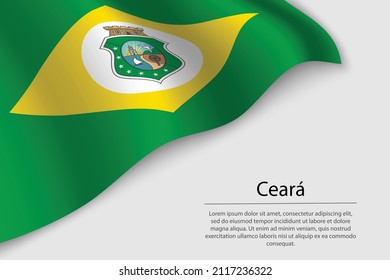 Bandera ondulada de Ceara es un estado de Brasil. Plantilla vectorial de banderas o cintas