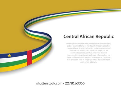 Wave flag of Central African Republic with copyspace background. Banner or ribbon vector template