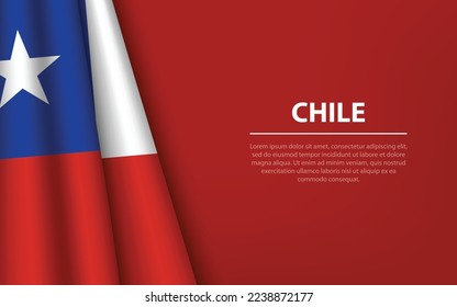 Wave flag of Chile with copyspace background. Banner or ribbon vector template for independence day