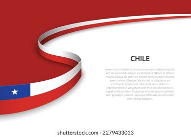 Wave flag of Chile with copyspace background. Banner or ribbon vector template