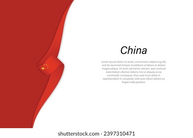 Wave flag of China with copyspace background. Banner or ribbon vector template