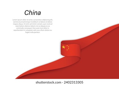Bandera ondulada de China con fondo de copyspace. Plantilla vectorial de banderas o cintas