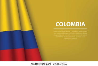 Wave flag of Colombia with copyspace background. Banner or ribbon vector template for independence day