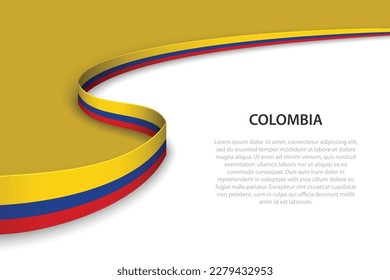 Wave flag of Colombia with copyspace background. Banner or ribbon vector template