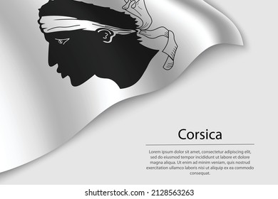 Wave flag of Corsica is a region of France. Banner or ribbon vector template