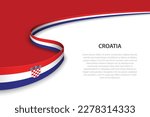 Wave flag of Croatia with copyspace background. Banner or ribbon vector template
