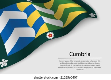 Wave flag of Cumbria is a county of England. Banner or ribbon vector template