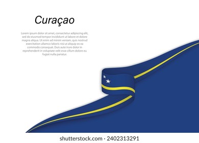 Wave flag of Curacao with copyspace background. Banner or ribbon vector template