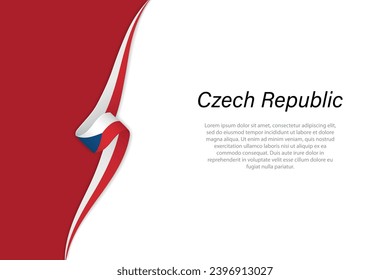 Wave flag of Czech Republic with copyspace background. Banner or ribbon vector template