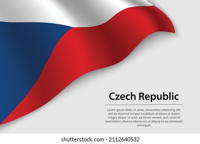 Wave flag of Czech Republic on white background. Banner or ribbon vector template for independence day