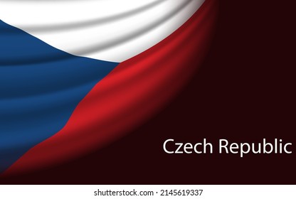 Wave flag of Czech Republic on dark background. Banner or ribbon vector template for independence day
