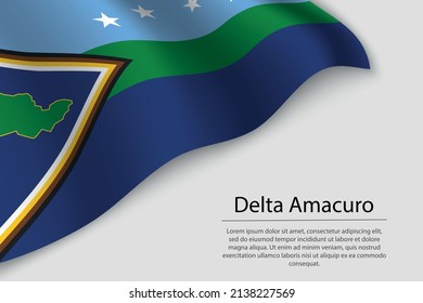 Wave flag of Delta Amacuro is a state of Venezuela. Banner or ribbon vector template