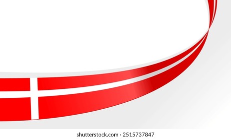 Bandeira de onda da Dinamarca sobre fundo branco. Vetor de faixa ou faixa para o dia nacional