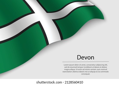 Wave flag of Devon is a county of England. Banner or ribbon vector template