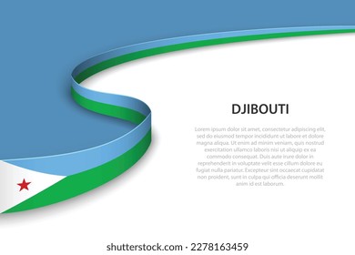 Wave flag of Djibouti with copyspace background. Banner or ribbon vector template