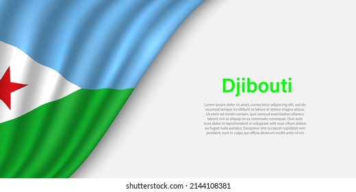 Wave flag of Djibouti on white background. Banner or ribbon vector template for independence day svg