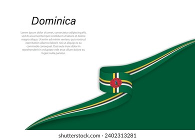 Wave flag of Dominica with copyspace background. Banner or ribbon vector template