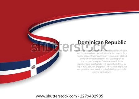 Wave flag of Dominican Republic with copyspace background. Banner or ribbon vector template