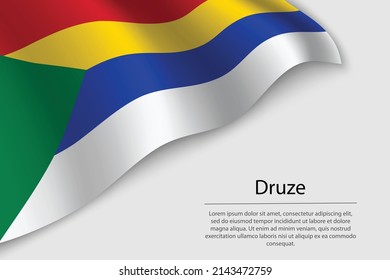 Wave flag of Druze is a religious symbol on white background. Banner or ribbon vector template